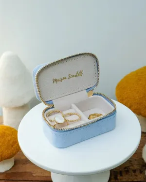 Marie Mini Travel Jewelry Box In Sky Blue Velvet