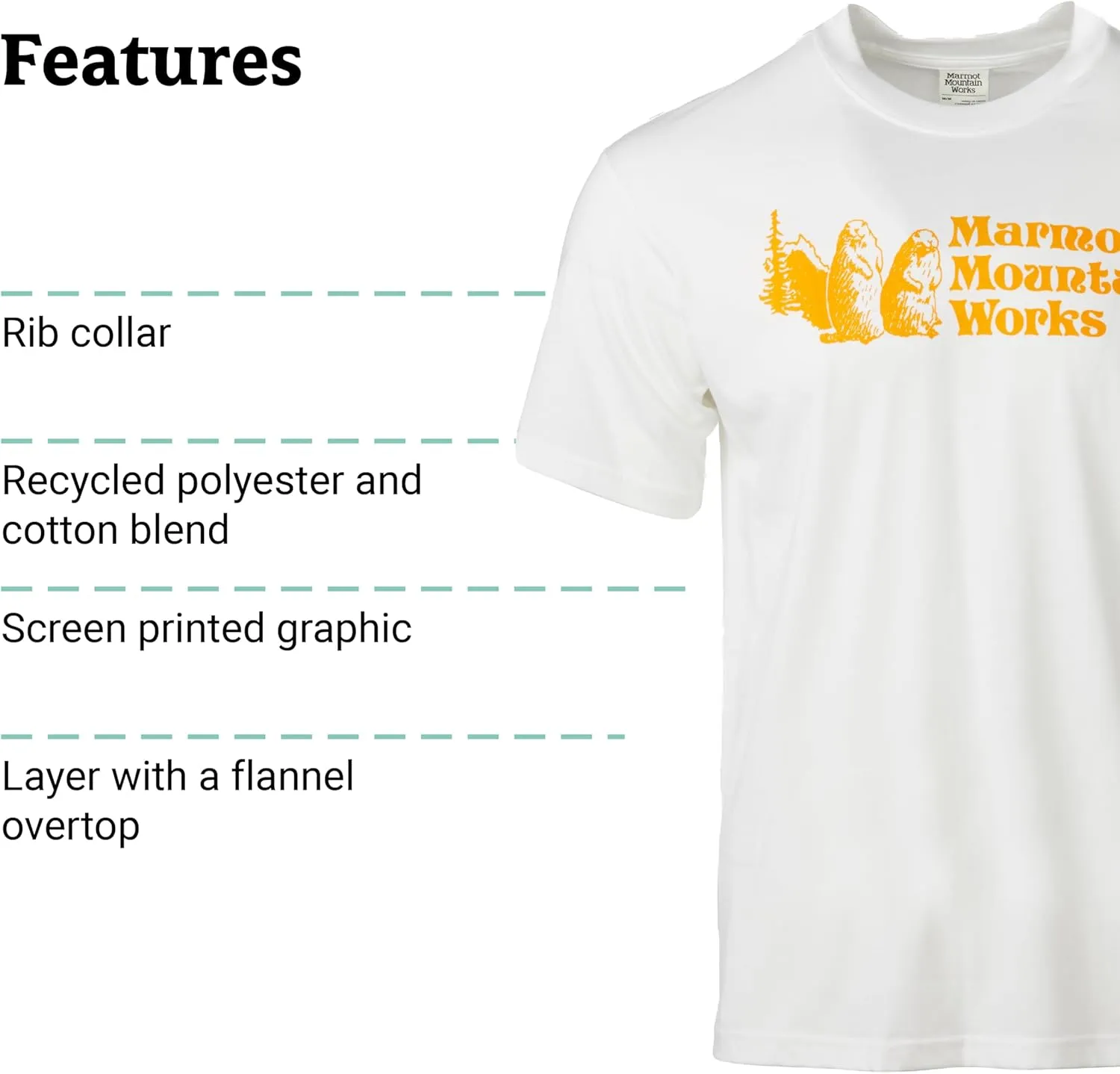 MARMOT Men's MMW Short-Sleeve Tee - Screen Printed Graphic on Soft, Breathable, Eco-Friendly Cotton/Poly Blend