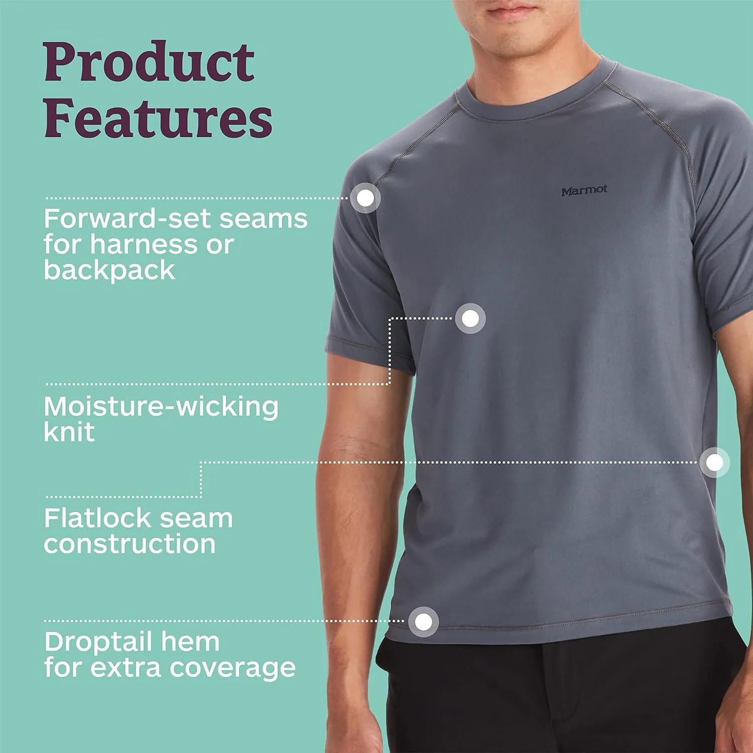 MARMOT Men's Windridge Moisture-Wicking, Eco-Friendly, Breathable, UPF Short Sleeve Shirt