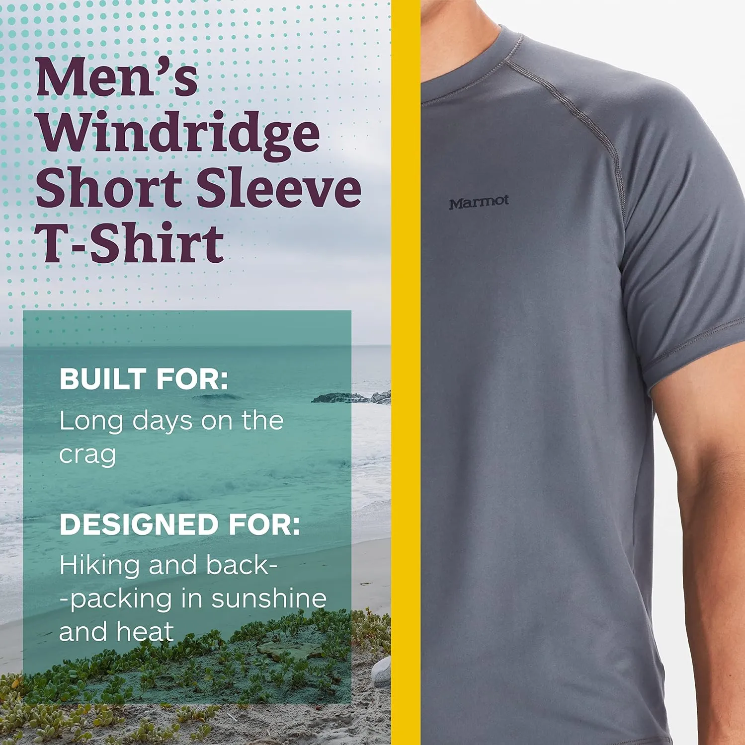MARMOT Men's Windridge Moisture-Wicking, Eco-Friendly, Breathable, UPF Short Sleeve Shirt