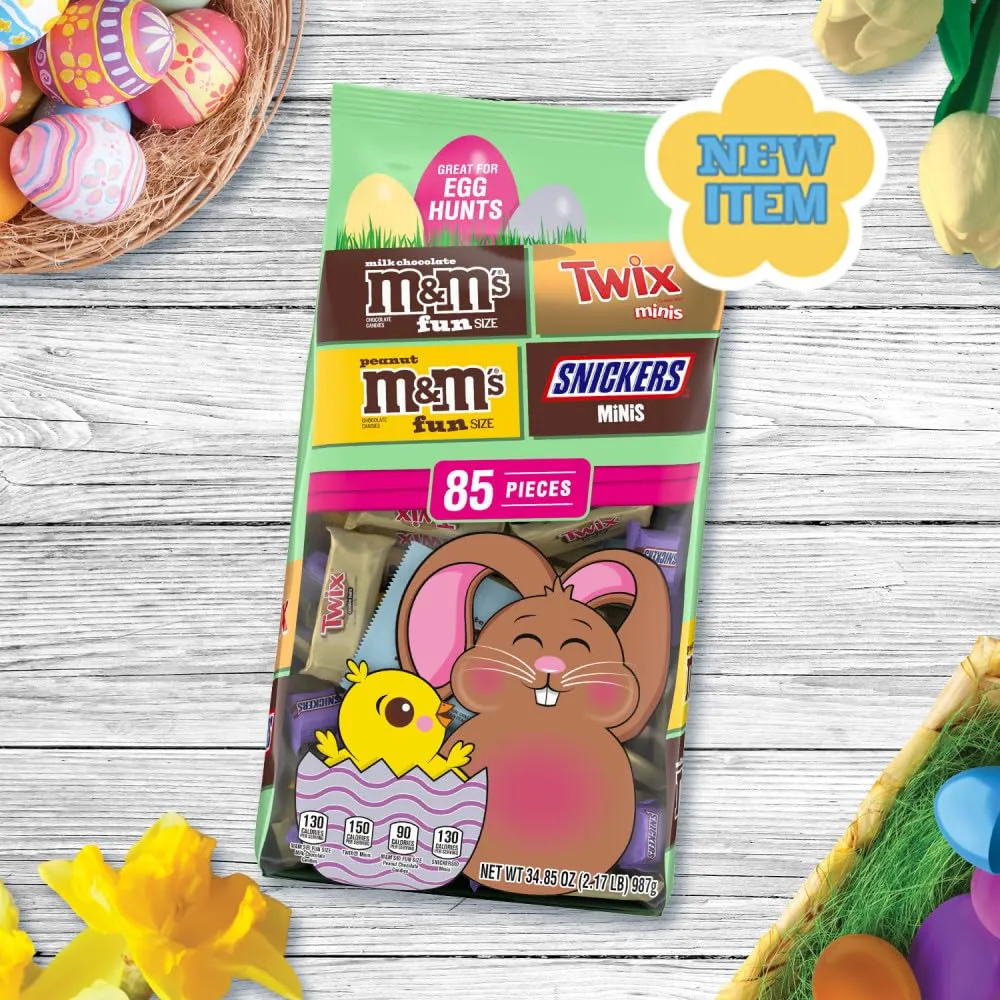Mars M&M'S, SNICKERS & TWIX Milk Chocolate Candy Easter Basket Stuffers, 85 Ct Bulk Bag