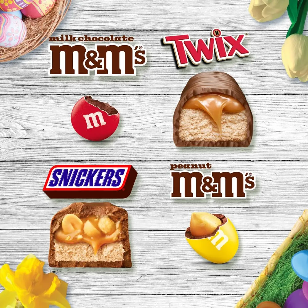 Mars M&M'S, SNICKERS & TWIX Milk Chocolate Candy Easter Basket Stuffers, 85 Ct Bulk Bag