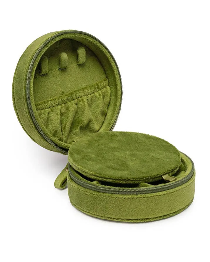 Martini Olive Velvet Jewelry Zip Case / Travel Organizer