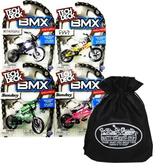 Matty's Toy Stop Tech Deck BMX Complete Gift Set Bundle Storage Bag - 4 Pack (Assorted Series)
