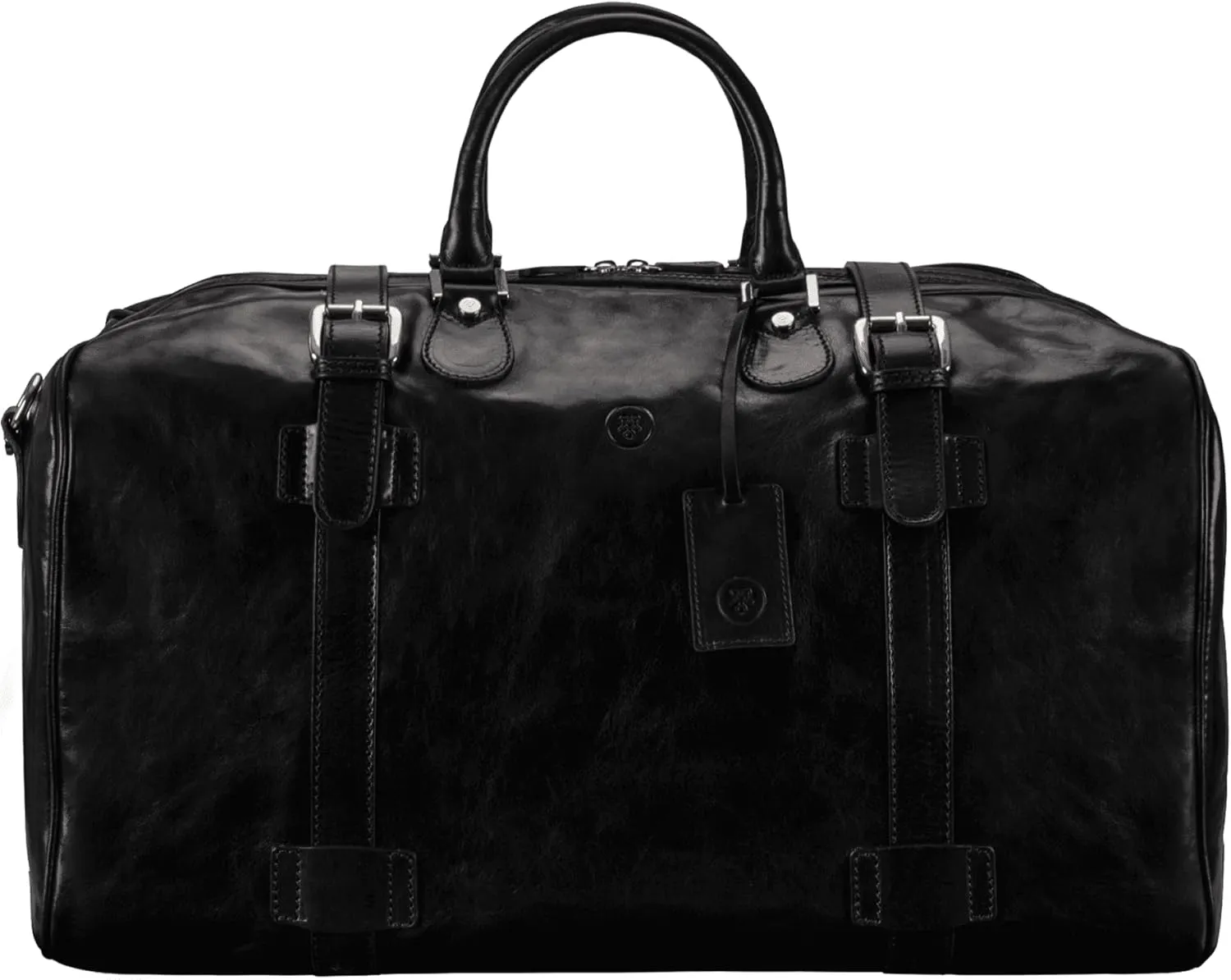 Maxwell Scott - Mens Italian Large Leather Duffle Bag for Luxury Travel - Handmade in Italy - The FleroL Black