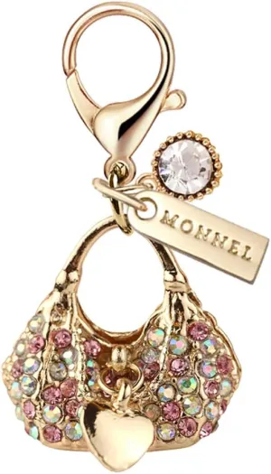MC88 MONNEL Crystal 3D Handbag Lobster Clasp Charm Pendant with Pouch Bag (1 piece)