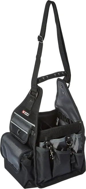 McGuire-Nicholas Electrician's Tote, Easy Carry Tool Bag for Electricians, Multi Pocket and Loop Design for Tools and Electrical Equipment , Black and Silver - MN-22128