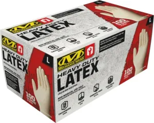 Mechanix Wear: 7 Mil Heavy Duty Latex Disposable Gloves, Powder Free, Latex Rubber Gloves with Textured Grip, 100 pack, Cleaning and Mechanic Work Gloves (White, Large)
