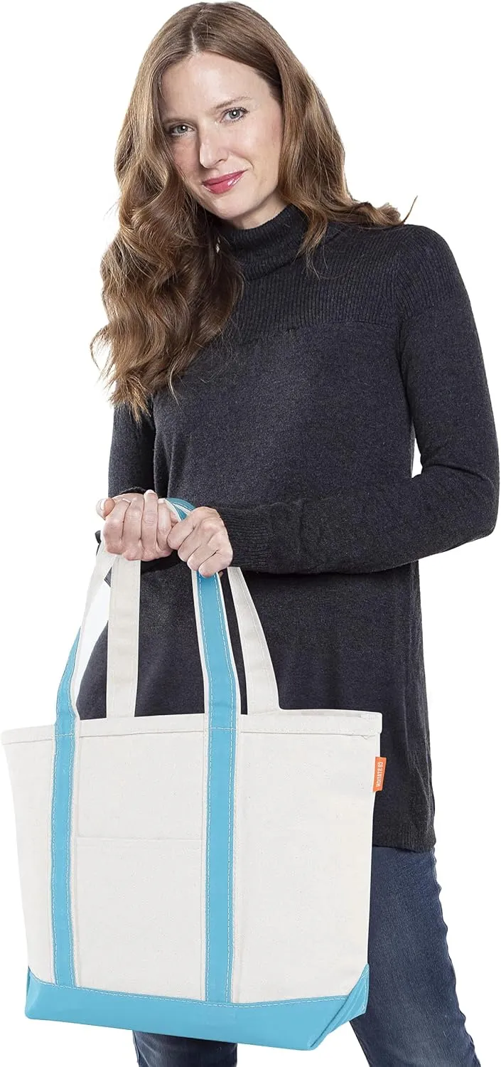 Medium Classic Canvas Tote Bag for Women, Top Zipper Closure, Outer Pocket, Daily Essentials, Groceries, Traveling