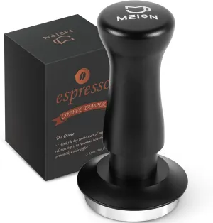 MEION Espresso Tamper 53.3mm Coffee Tamper, Calibrated Dual Spring Loaded Barista Tamper with Stainless Steel Base, Comes with aluminum storage pad (53.3MM, Black)