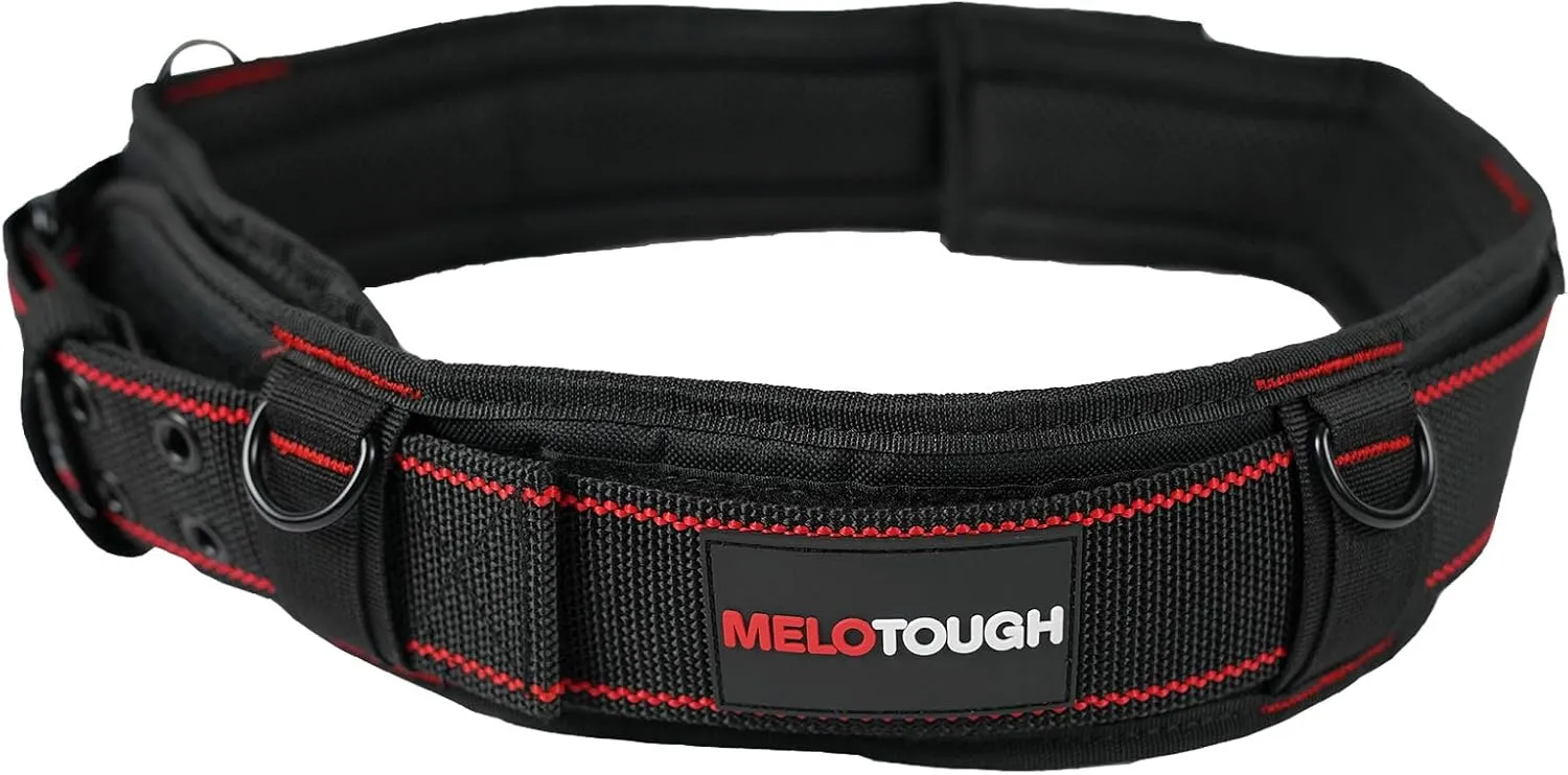 MELOTOUGH Padded Tool Belt with D ring for men construction Strong Durable Double Metal Roller Buckle,adjustable waist 44'-53'thick confortable foam padding (XXL)