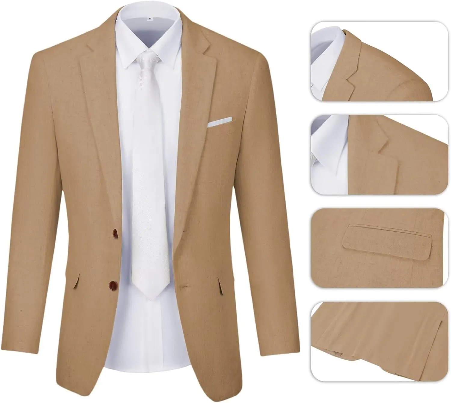 Men Suits Linen Beach Wedding Suits 3 Piece Groomsmen Attire Linen Blazer Vest Pant Prom Tuxedo