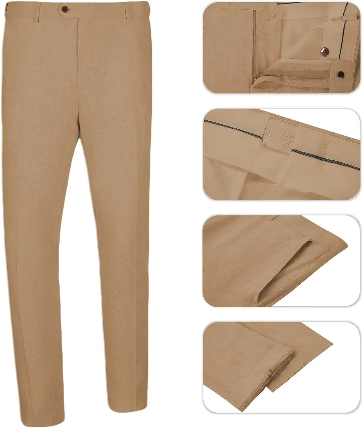 Men Suits Linen Beach Wedding Suits 3 Piece Groomsmen Attire Linen Blazer Vest Pant Prom Tuxedo