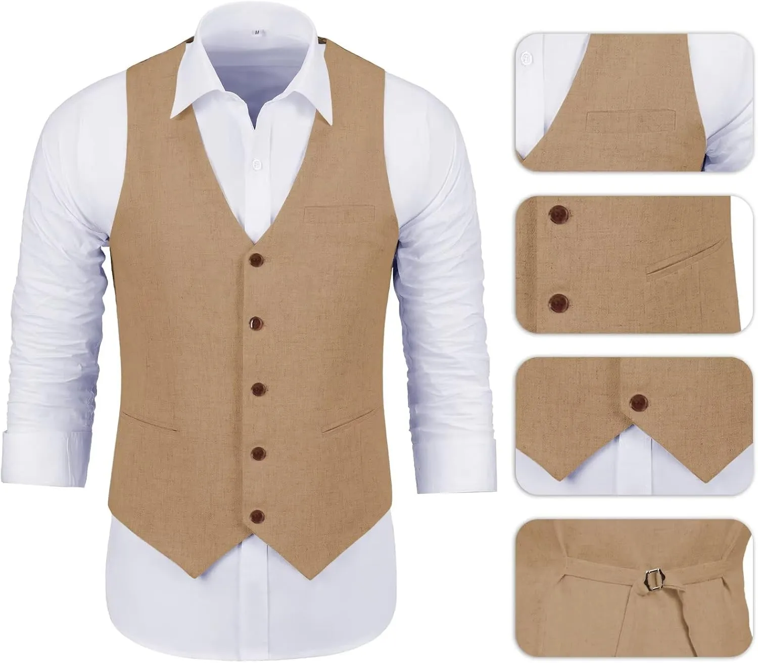 Men Suits Linen Beach Wedding Suits 3 Piece Groomsmen Attire Linen Blazer Vest Pant Prom Tuxedo