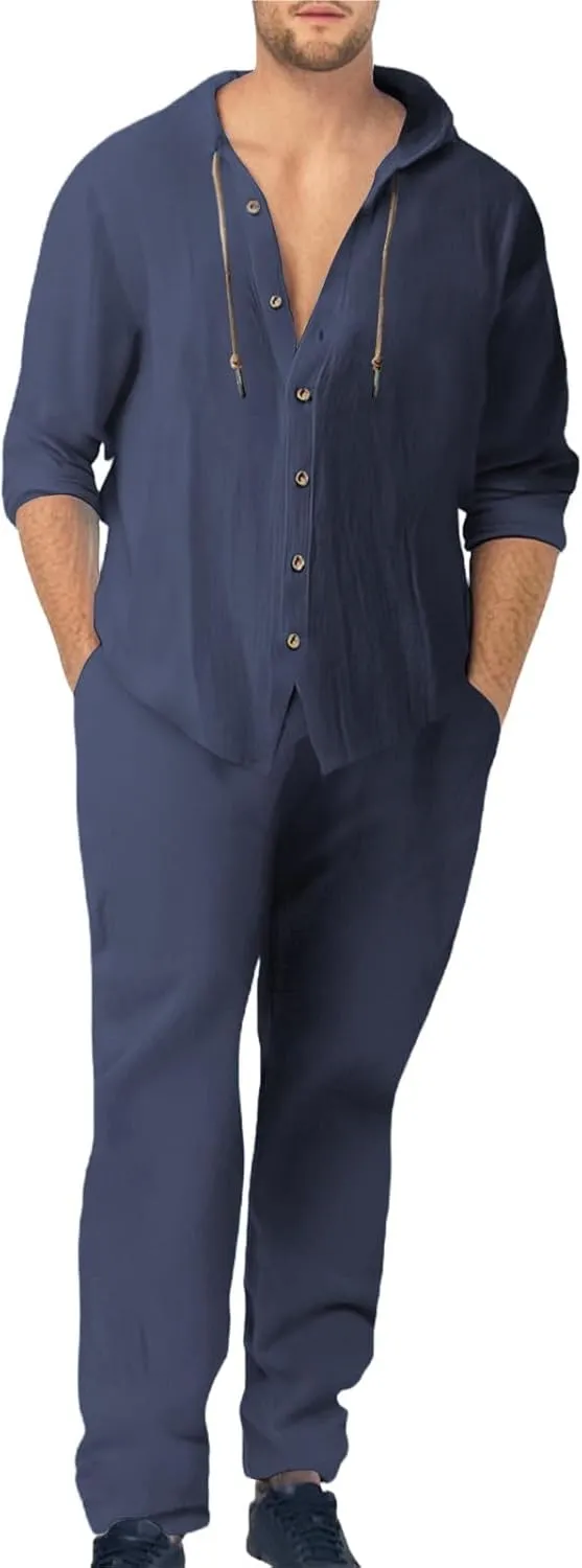 Men's 2 Piece Casual Hooded Suits Outfits for Couples 2025 Summer Beach Vacation Shirts