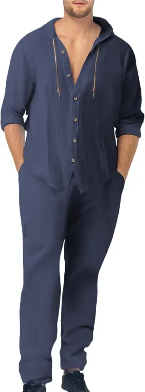 Men's 2 Piece Casual Hooded Suits Outfits for Couples 2025 Summer Beach Vacation Shirts