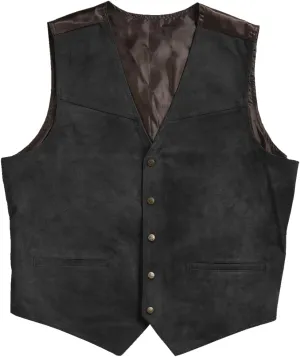 Men's Artificial Suede Leather Suit Vest Casual Cowboy Western Classic Wedding V Neck Waistcoat Vest