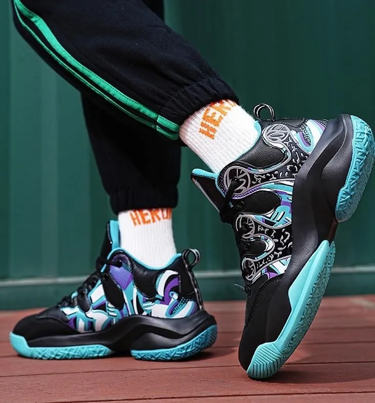 Men's Basketball Shoes High Cut Wear-Resistant Rebound Shock-Absorbing Anti Slip Sports Training Casual Shoes