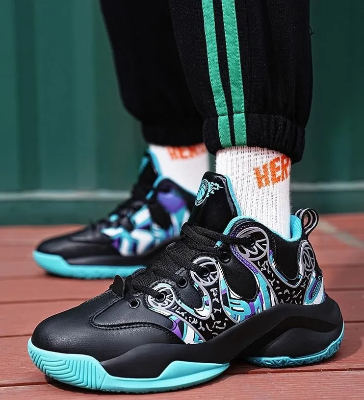 Men's Basketball Shoes High Cut Wear-Resistant Rebound Shock-Absorbing Anti Slip Sports Training Casual Shoes