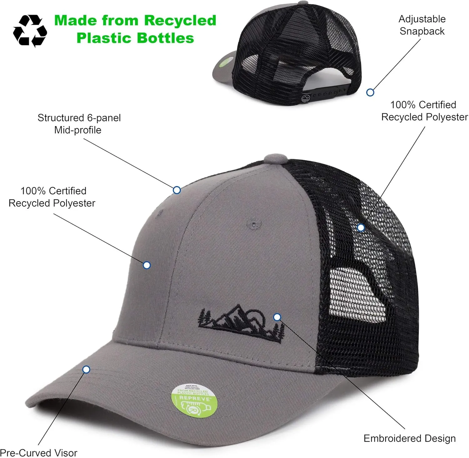 Men's Eco-Friendly Snapback Trucker Hat Baseball Cap