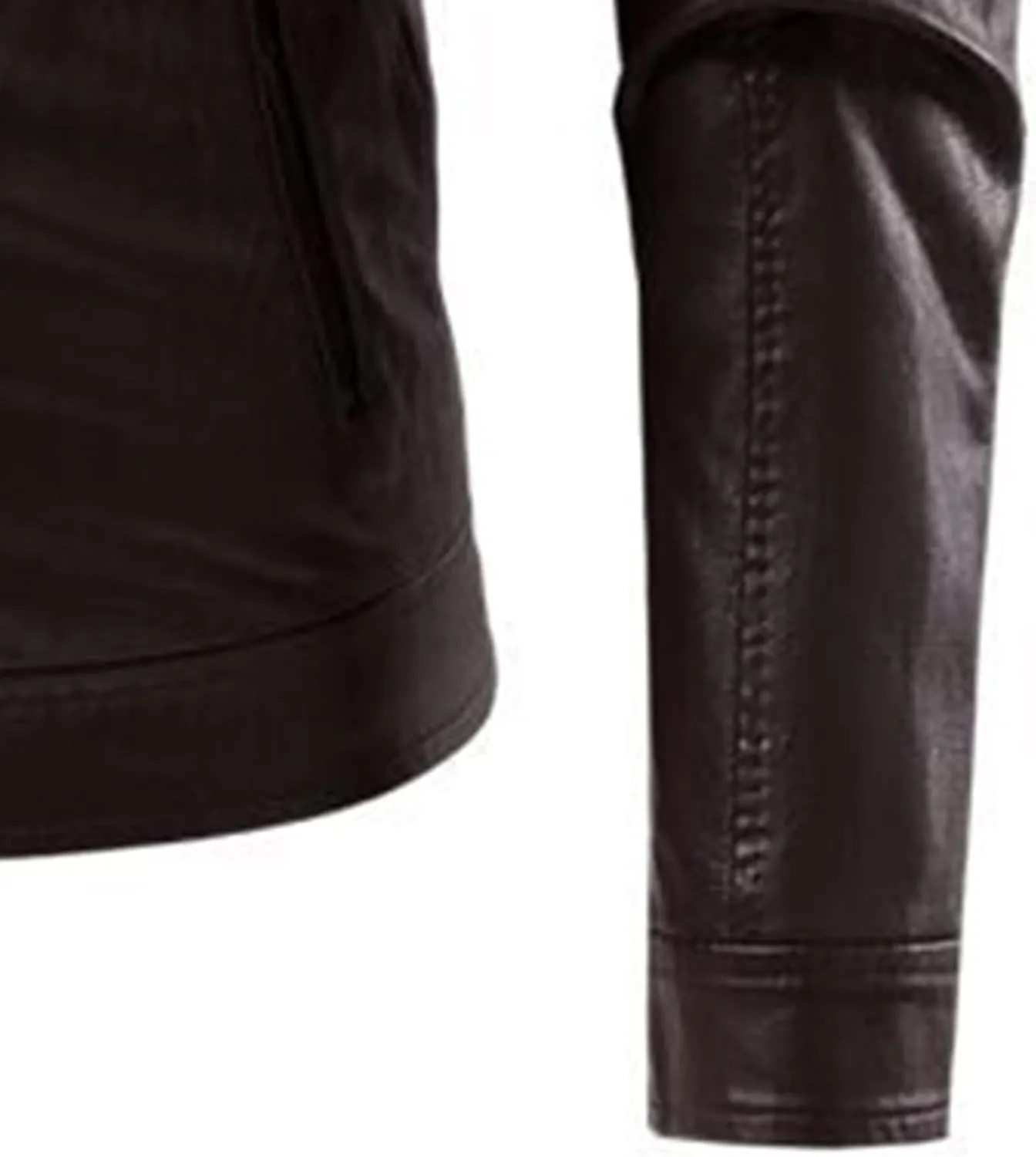 Men's Faux Zip-Up Slim Armor Leather Jacket Stand Collar PU Motorcycle Biker Outerwear Long Sleeve Coat Jackets