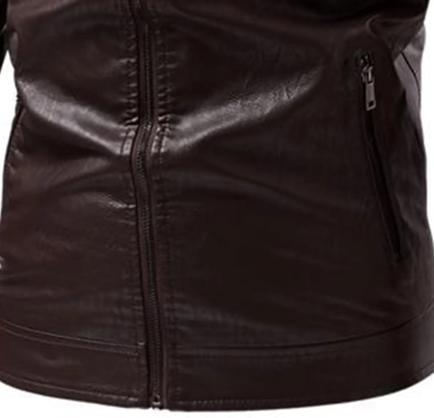 Men's Faux Zip-Up Slim Armor Leather Jacket Stand Collar PU Motorcycle Biker Outerwear Long Sleeve Coat Jackets