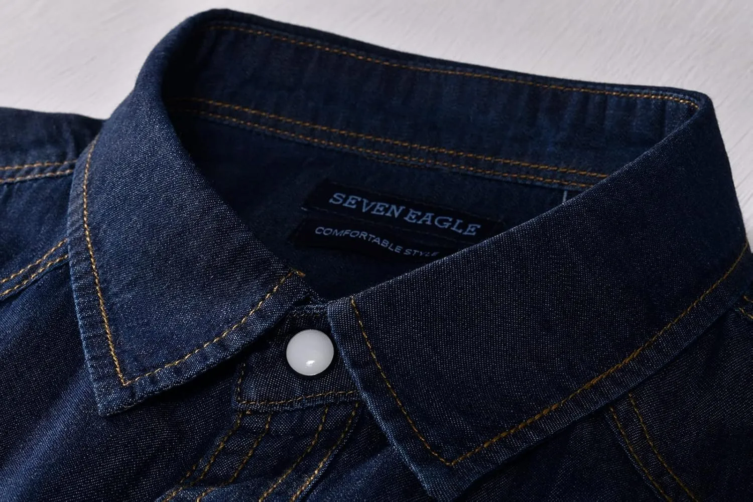 Men's Long Sleeve Double Pocket Snap Denim Shirt