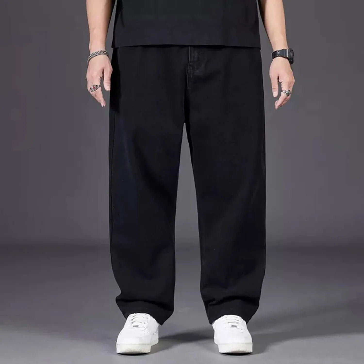 Mens Loose Fit Jeans Streetwear Skateboard Baggy Punk Y2k Hip Hop Multi-Pocket Oversized Wide Leg Denim Pants Trouser