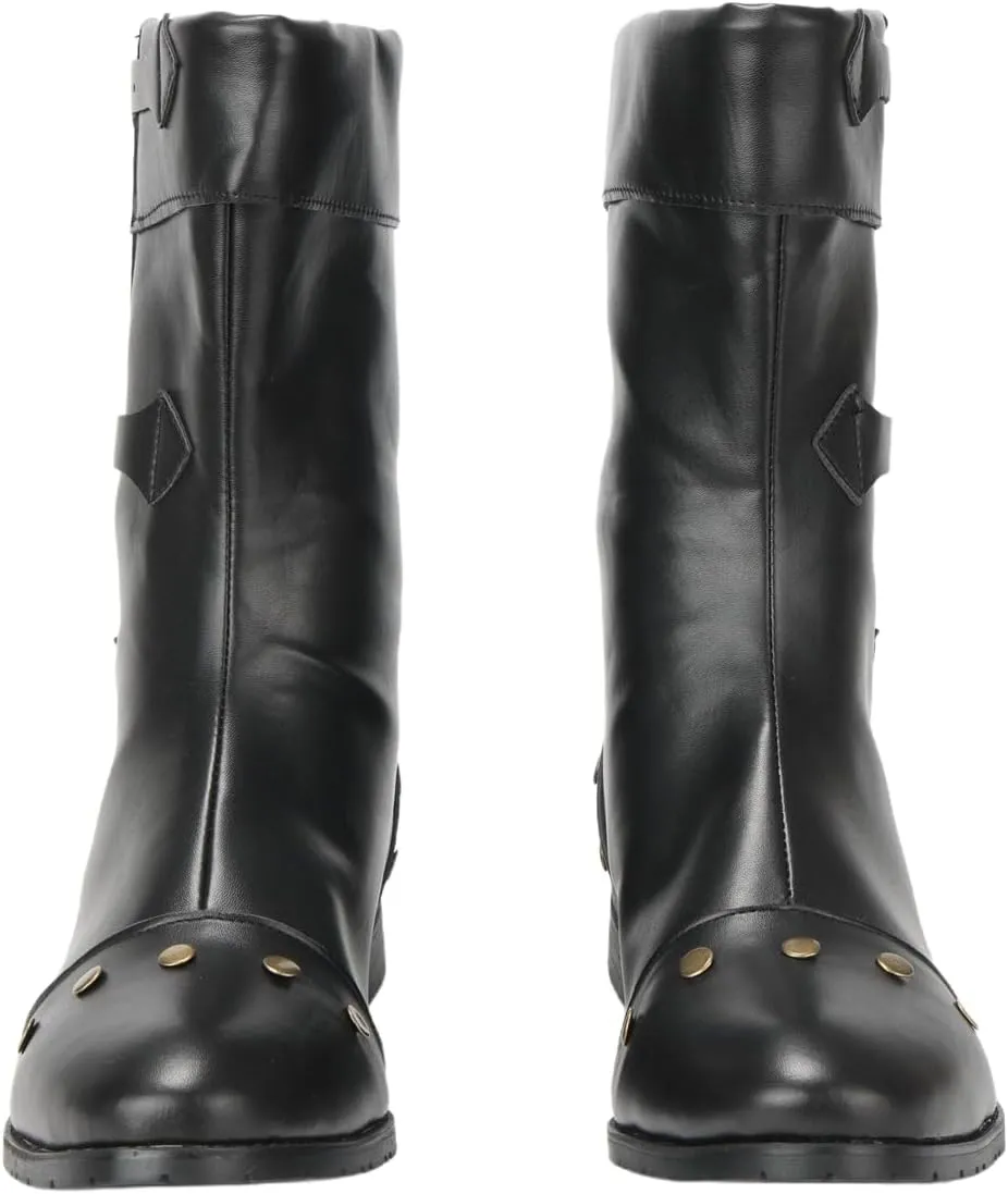 Men's Medieval Renaissance Boot Punk Gothic PU Faux Leather Stage Pirate Shoes Halloween