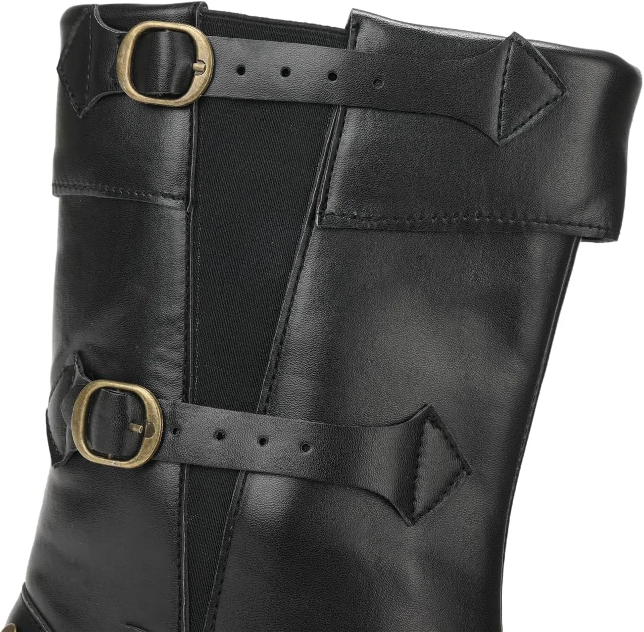 Men's Medieval Renaissance Boot Punk Gothic PU Faux Leather Stage Pirate Shoes Halloween
