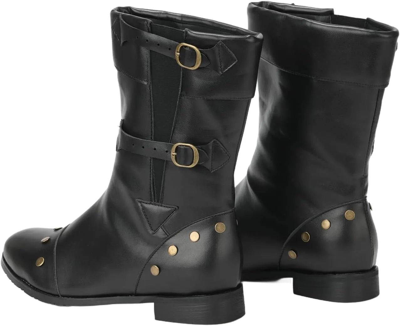 Men's Medieval Renaissance Boot Punk Gothic PU Faux Leather Stage Pirate Shoes Halloween