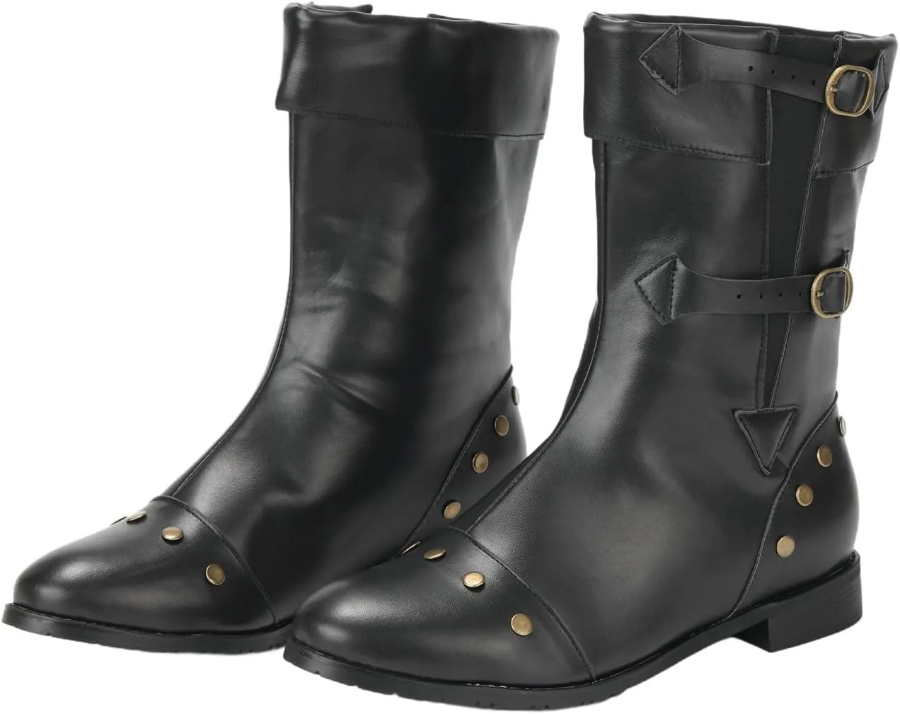 Men's Medieval Renaissance Boot Punk Gothic PU Faux Leather Stage Pirate Shoes Halloween