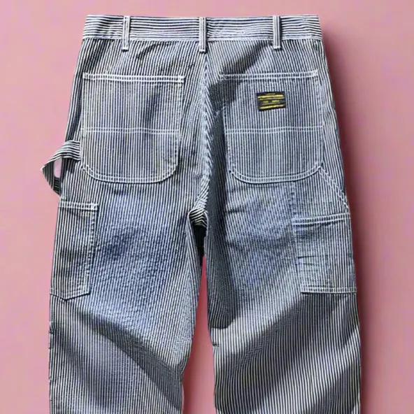 Men's Multi-pocket Striped Jeans