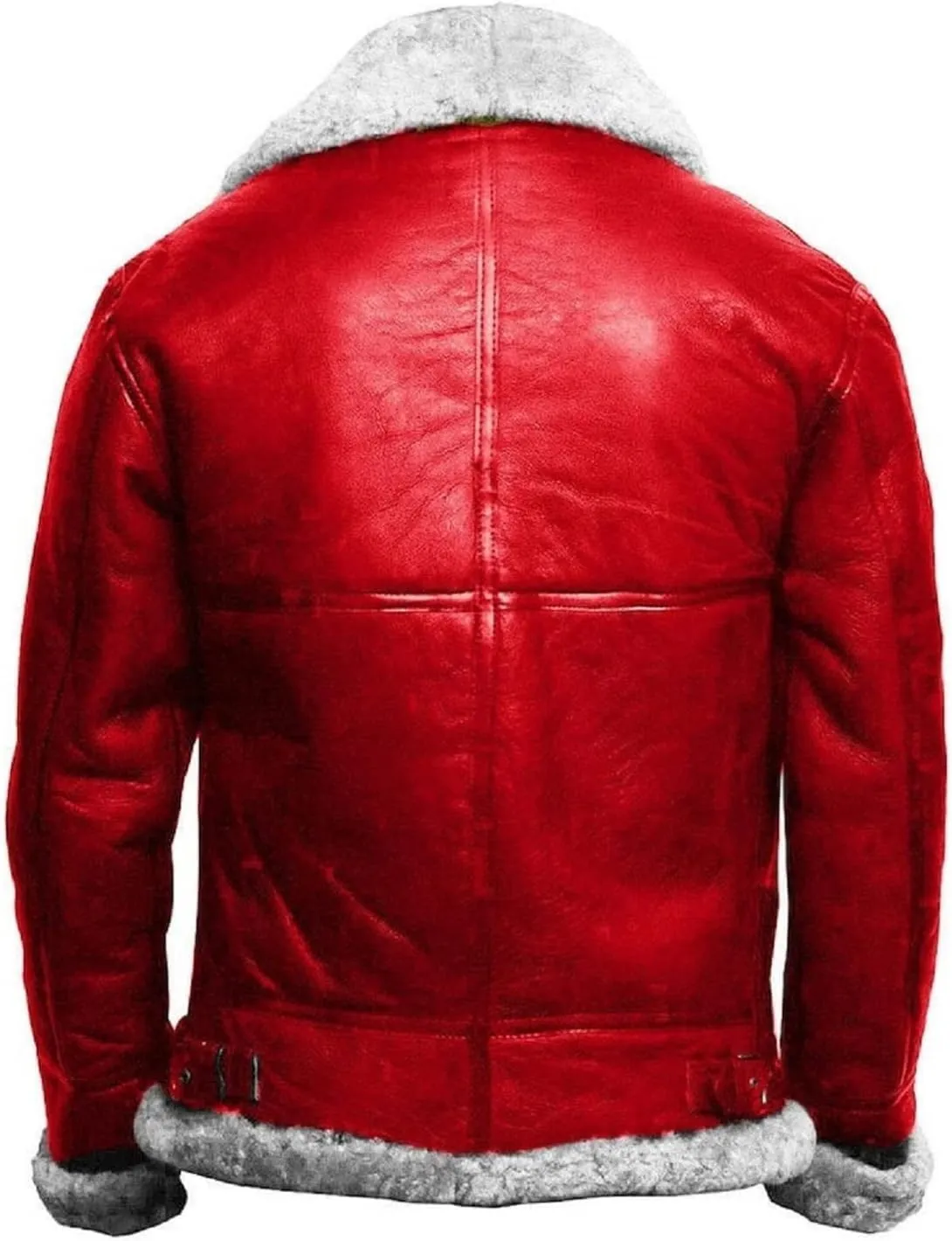 Men’s Red jacket A2 Bomber Aviator Christmas Holiday Faux Fur Leather Jacket