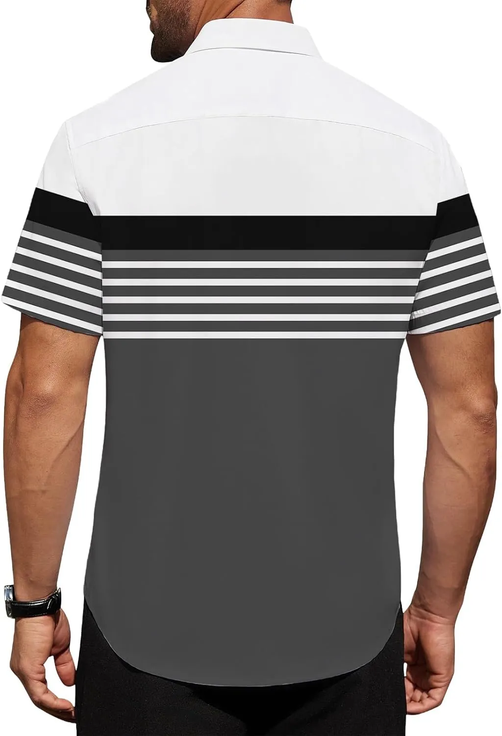 Mens Shirts Tropical Printed Short Sleeve Shirt Summer Coconut Tree T-Shirts Button Down Stand Collar Workout Tops