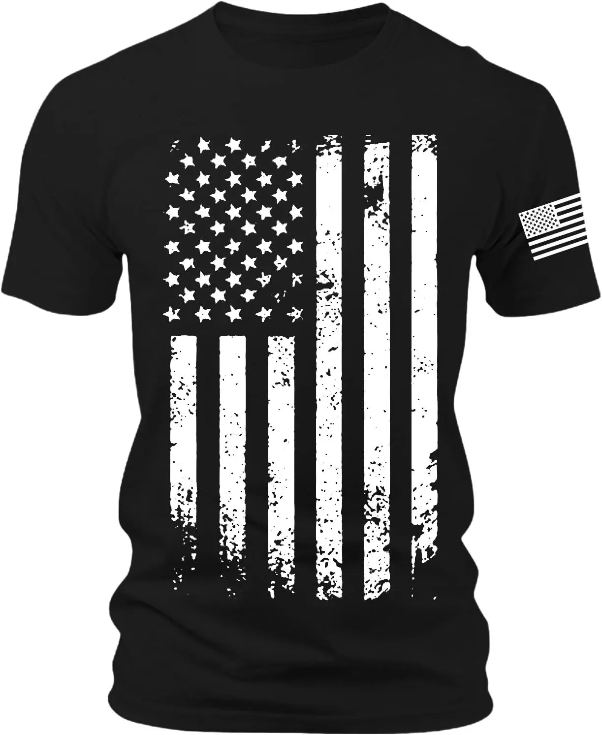 Mens T-Shirts Short Sleeve USA Flag Print 4th of July Patriotic T-Shirts Regular Fit Quick Dry Plus Size Tees