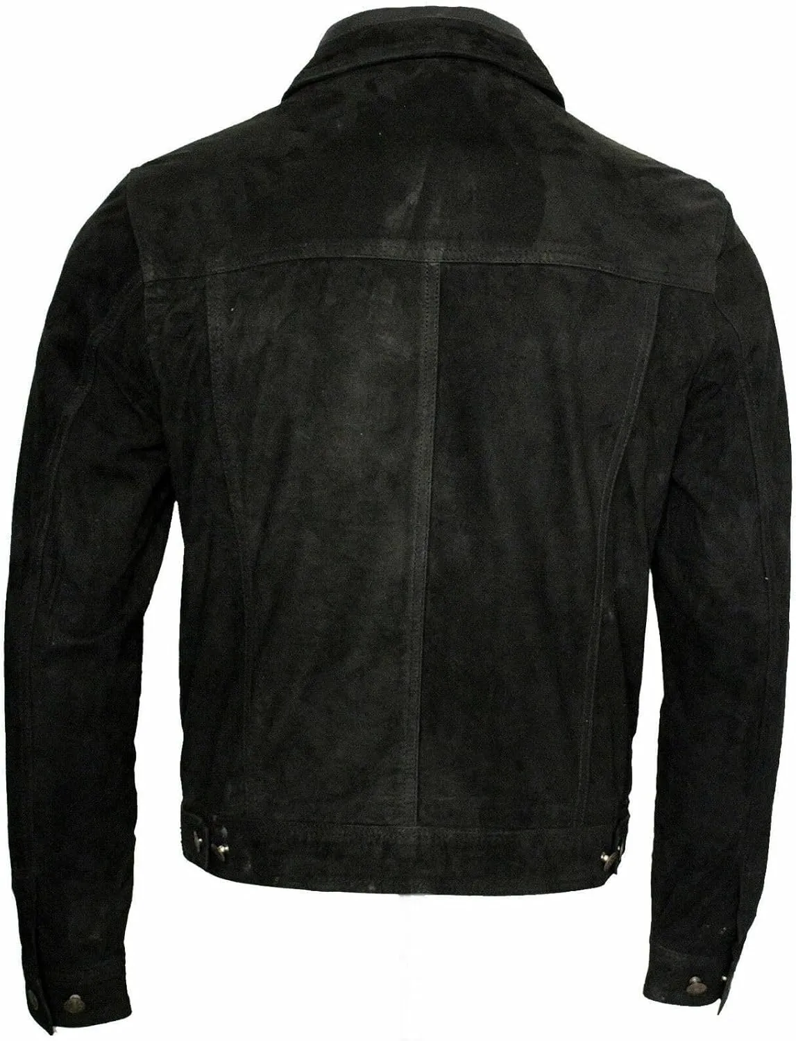 Men's Trucker Casual Goat Suede Leather Shirt Jeans Jacket