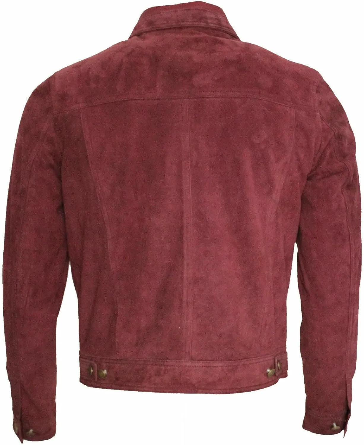 Men's Trucker Casual Goat Suede Leather Shirt Jeans Jacket