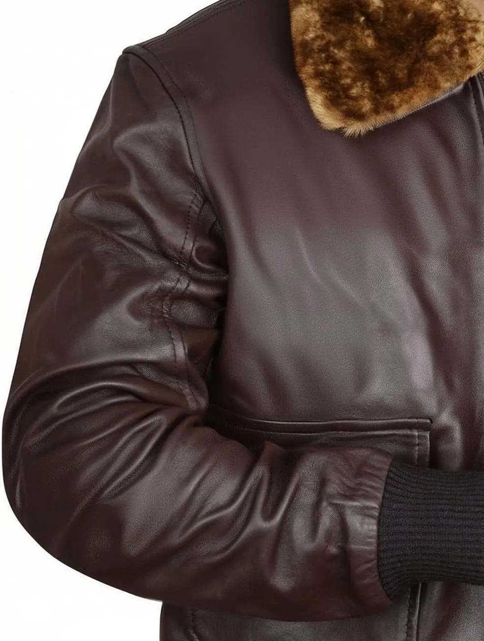 Mens USAAF Aviator Pilot Flying Cockpit G1 Fur Collar Brown Bomber Leather Jacket