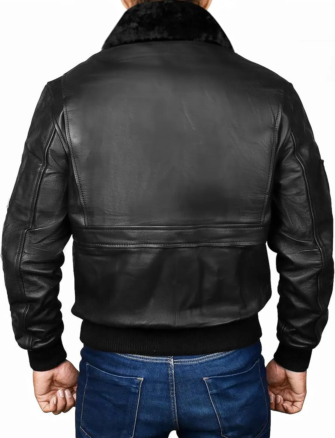 Mens USAAF Aviator Pilot Flying Cockpit G1 Fur Collar Brown Bomber Leather Jacket