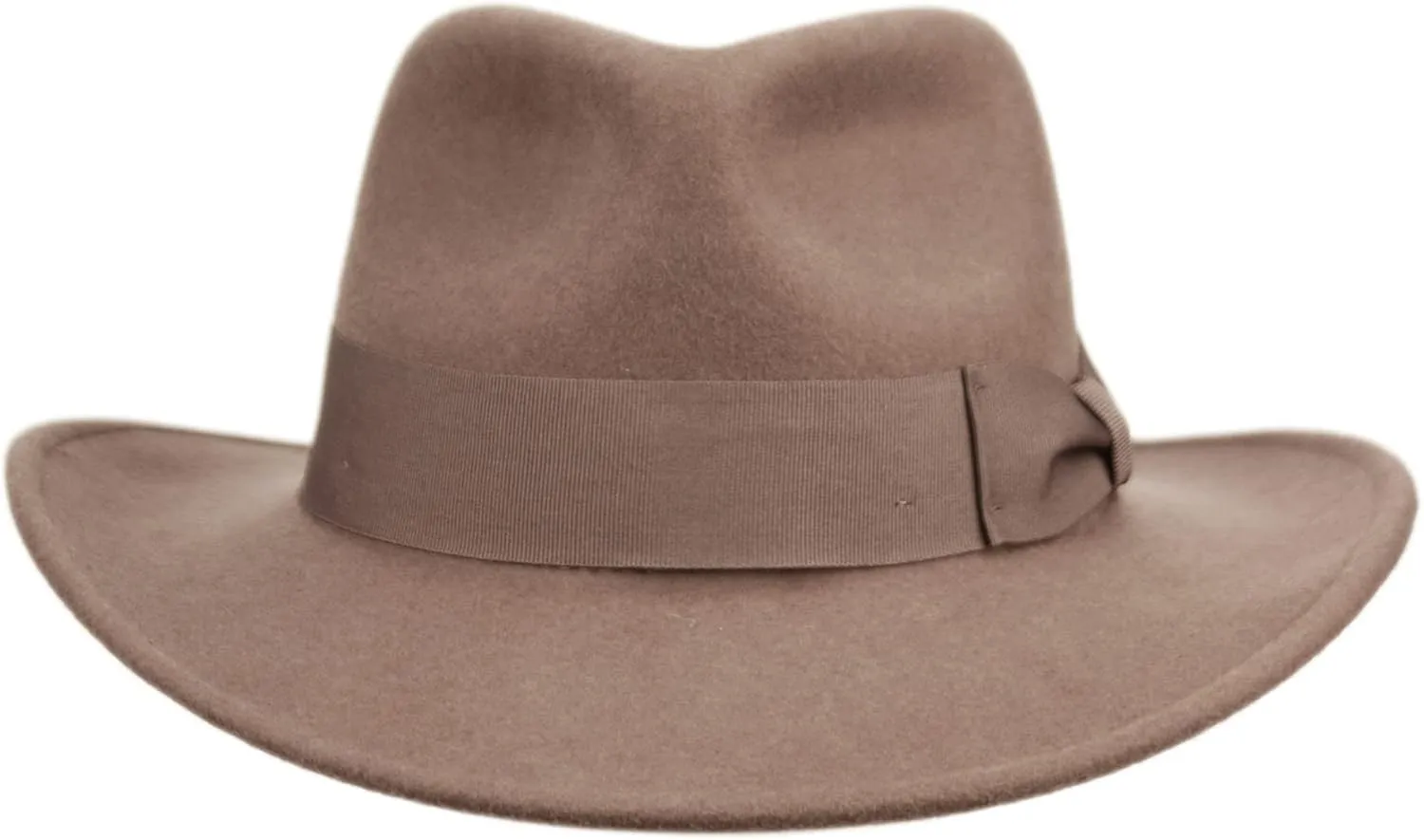 Men's Wool Felt Outback Fedora with Grosgrain or Faux Leather Band