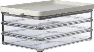 Mepal Omnia Food Storage Box with Lid Set of 3 | 17oz/500ml | Ideal for Cold Cuts, Cheese, and More | Stackable design | Nordic White | BPA-Free | Made in Holland