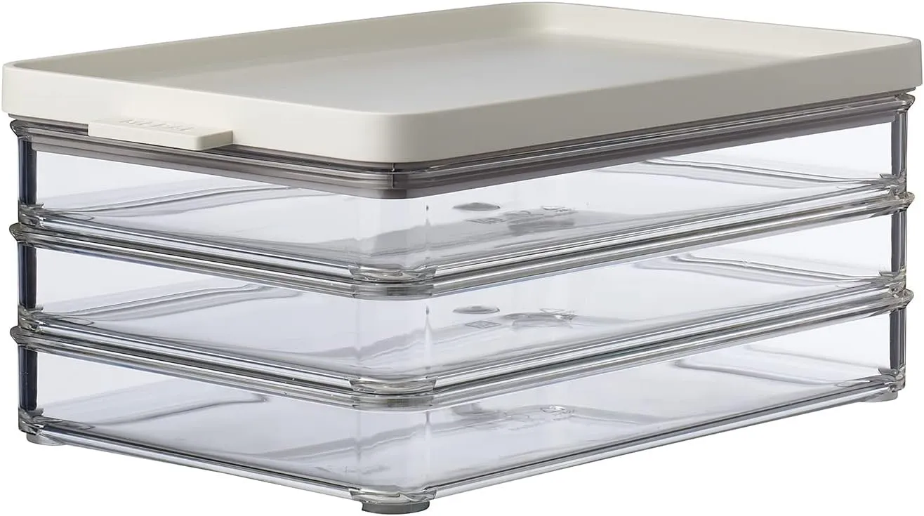 Mepal Omnia Food Storage Box with Lid Set of 3 | 17oz/500ml | Ideal for Cold Cuts, Cheese, and More | Stackable design | Nordic White | BPA-Free | Made in Holland