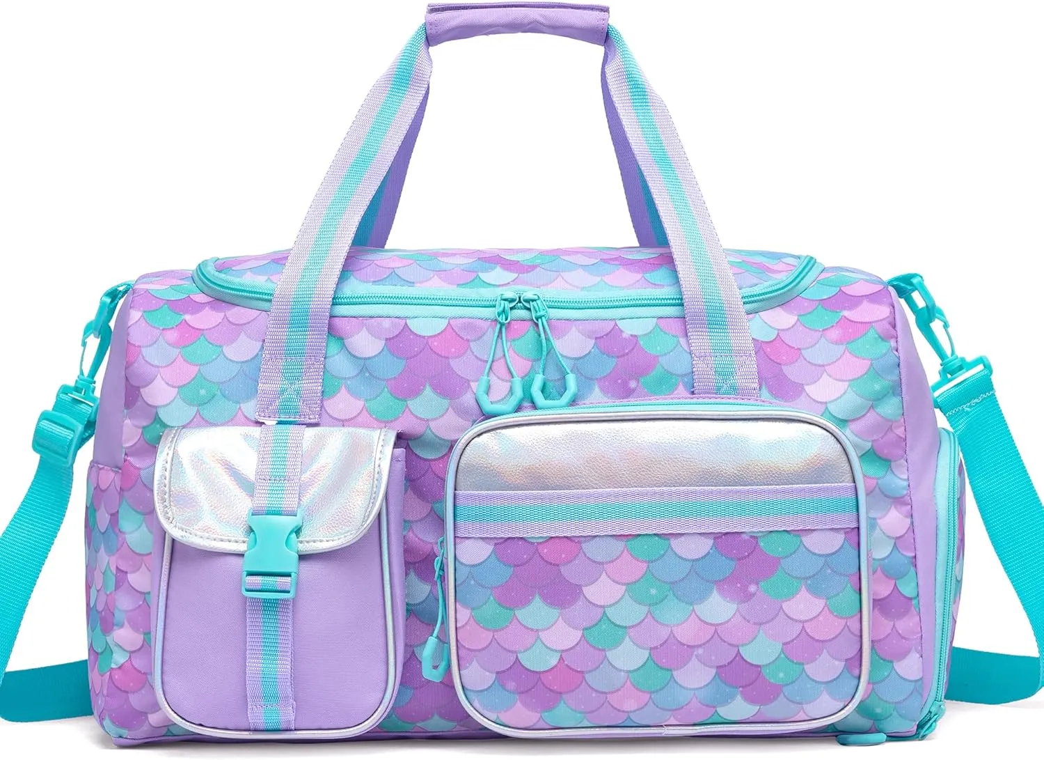 Mermaid Kids Duffle Bag Girls Gym Bag for Girls Kids Travel Bag Dance Bag for Girls Overnight Bag for Girls Weekender Bag with Shoe Compartment