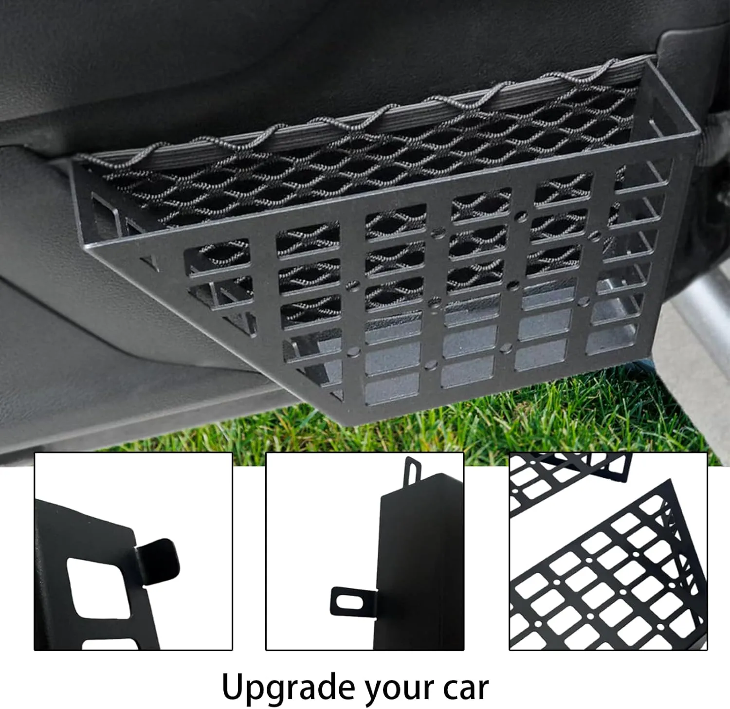 Metal Front Door Storage Box, Door Side Insert Organizer Box Pockets for 2007-2018 Jeep Wrangler JK 2/4 Door 2pcs(Black) with 3C Carry Bag