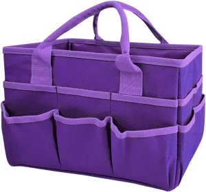 Mewise Teacher Handle Tote Bag Organizer,Tote Bag Organization for Crafts,Art,Paper,Books,School,Sewing,Travel with Handles,Ofiice Supplies Storage (Purple)