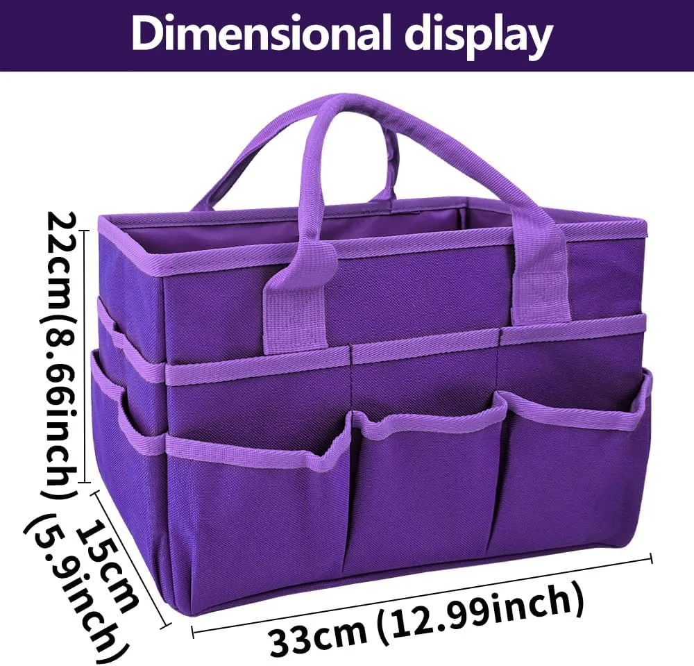 Mewise Teacher Handle Tote Bag Organizer,Tote Bag Organization for Crafts,Art,Paper,Books,School,Sewing,Travel with Handles,Ofiice Supplies Storage (Purple)