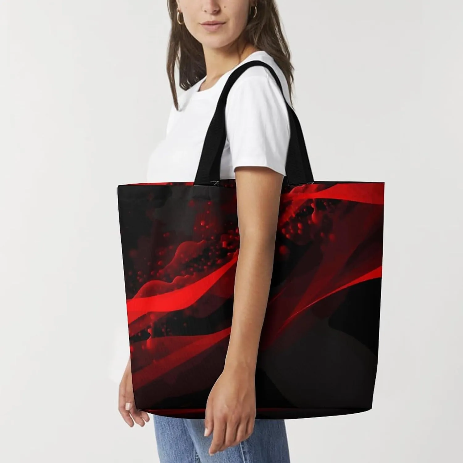 Microphone with Music Notes Tote Bag for Women Reusable Grocery Shoulder Bag Shopping Bags for Travel, Groceries