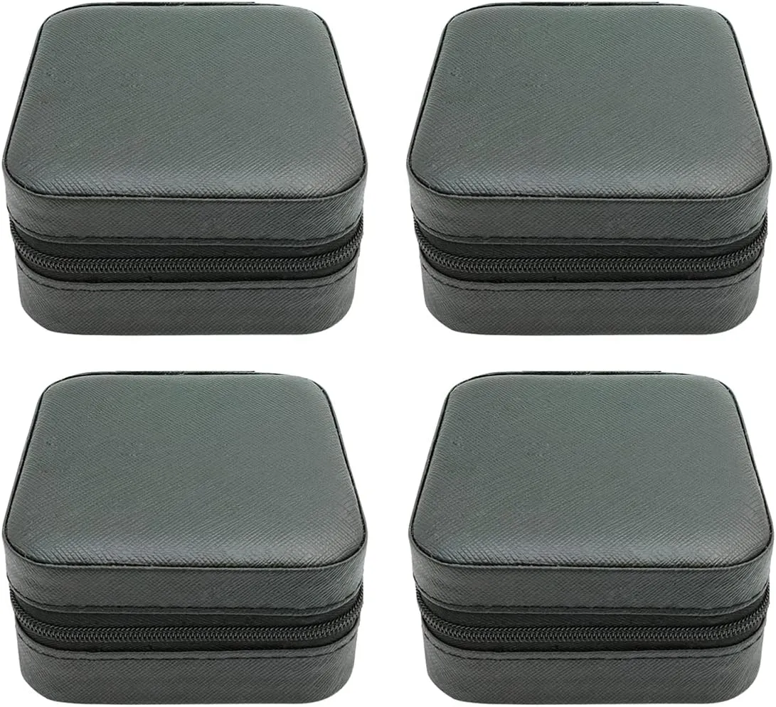 Mini Jewelry Case, Small Travel Jewelry Organizer, Portable Jewelry Box Storage Display Box For Rings, Earrings, Necklaces (Black-4pcs)