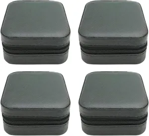 Mini Jewelry Case, Small Travel Jewelry Organizer, Portable Jewelry Box Storage Display Box For Rings, Earrings, Necklaces (Black-4pcs)